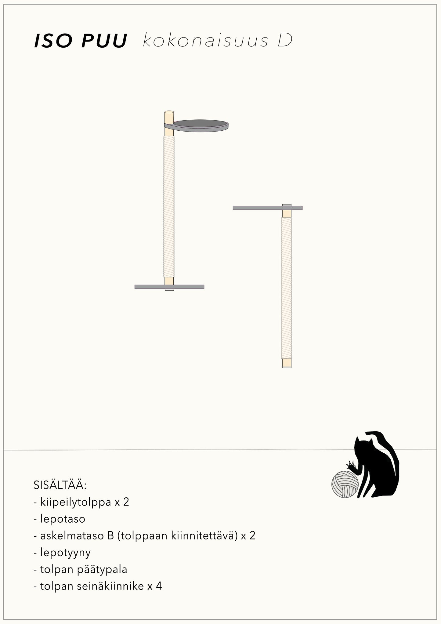 Seinäkiinnitteinen modulaarinen kiipeilypuu